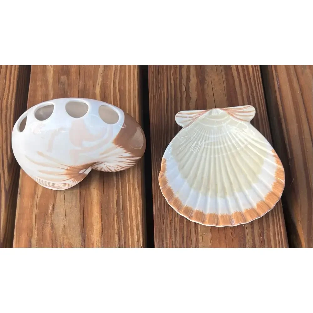 Tiger NAUTILUS SHELL Toothbrush Holder Better Homes & Gardens Beach Ocean Lot 2